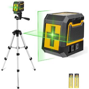 Laser-Level-with-Tripod, Green Cross Line Laser with Tripod Self-Leveling, Lazer Leveler Tool for Picture HangingConstruction Floor Tile Wall, Home Renovation, Indoor Project, Battery Included