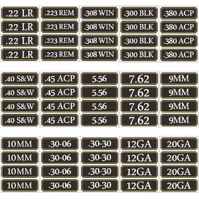 Ammo Can Labels Vinyl Sticker Set Decal for Cans Cases Boxes .22 .223 5.56 .308 .45 7.62 12GA .380 9MM 10MM 300BLK