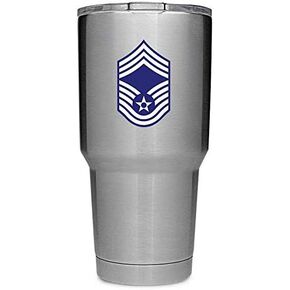 USAF E9 CMSgt Chief Master Sergeant Air Force 3-Inch Rank 2-Pack Premium Quality Vinyl Decal Tumbler Stickers | STICKERS ONLY CUP NOT INCLUDED | Laminated with UV Protective Laminate | PD3113