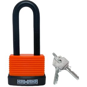 92/40L-2P Waterproof Long Shackle Aluminum Padlocks with Key (Ultralight, Keyed Alike, Aluminum Body with Thermoplastic Case) for Garage, Fence, Shed, Yard, Outdoor (1.75 in.)*2