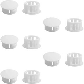 10 Pcs White Hole Plugs 1" Plastic Plugs Flush Type Hole Plugs Snap in Locking Hole Tube, Furniture Fencing Post Pipe Insert End Caps Screw Hole Plugs