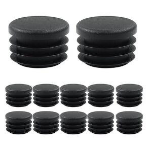 12 Pcs 1" Round Plastic Plugs, Pipe Tubing End Cap Insert Chair End Caps Black End Caps for Tubing, Chair Legs