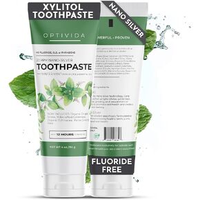 Optivida- Colloidal Silver Infused Coral Toothpaste W/Calcium, Xylitol, and Peppermint Toothpaste 20 ppm Nano Proven Ingredients - Healthy Gums - Fluoride Free | Glacial Mint & Winter Mint 4 oz