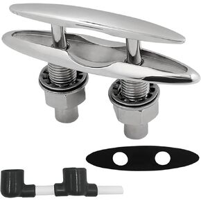 YANYUCB Pull Up Boat Cleat,316 Stainless Steel Retractable Cleat with Back Plate and Lock Nuts(5 inch,6 inch)