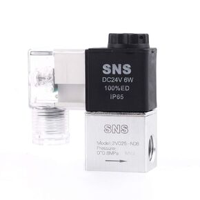 SNS DC24V 1/4" NPT 2 Way Normally Closed Pneumatic Electric Solenoid Air Valve 2V025-N08