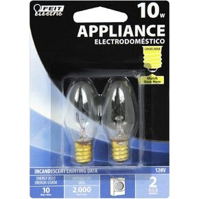 Feit Feit-BP10C71/2/RP 10-Watt C7 Appliance Incandescent Light Bulb (2-Pack) Electric-BP10C71/2/RP, 2 Count (Pack of 1)