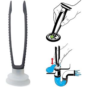 PickerPlunger, Multi-Function Sink Tool with Tweezers and Plunger -2-in-1 Shallow Clog Remover, Drain Cleaning, and Tweezing for Kitchen & Bathroom Sinks