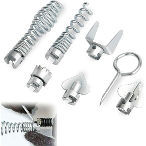 Drain Cleaning Tool Kit, 7pcs 16mm Drain Cleaner Combination Cutter Head Set for Clearing Pipes and Drain Pipes Cleaning.