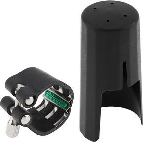OriGlam Bb Clarinet Ligature with Plastic Cap, Leather Ligature with Mouthpiece Cap, Clarinet Mouthpiece Fastener Set Professional B-flat Accessories fits for Bb Clarinet
