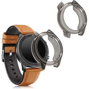 kwmobile Frame Cover Compatible with Huami Amazfit GTR (42mm) Cover (2-Pack) - Clear Silicone Case - Black/Transparent