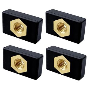4pcs M6 Copper Sliding Nut, Side Mount Slide Track Rail Sliders, Fishing Rod Holder Mounting Base Nutsert for Kayak, Boat, Canoe