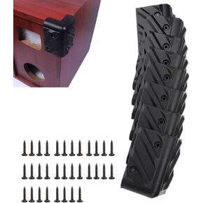 Cyrank 8PCS Speaker Cabinet Corner Protector, Thickening Speaker Corner Protector, Plastic Right Angle Wrap Angle with Screw Kits Black for Cabinet Guitar Amplifier Stage Speakers
