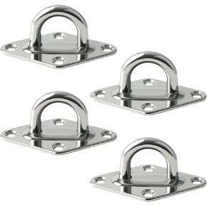 Alise 4 Pack Ceiling Hook Pad Eye Plate Top Hooks Hanging Marine Hardware for Yoga Hammock Swing Suspension Boat Sandbag Plant Basket,SUS304 Stainless Steel Staple Hook Loop Ceiling Mount