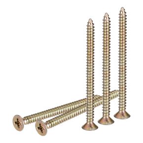 50Pcs #6x2" Flat Head Wood Screws, Brass Phillips Self Tapping Screws - Good for Woodworking, Furniture - Gold