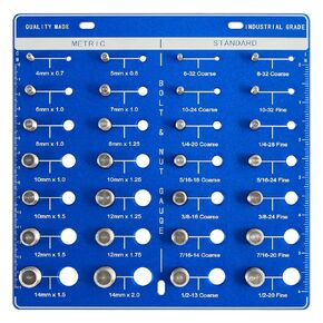 Nut and Bolt Thread Checker Set, Aluminum Alloy 28 Bolt Size and Thread Identifier Gauge, Thread Pitch Gauge Standard Inch and Metric Size Precise Ruler Measuring Tool for Nuts Bolts 7.87×7.87"
