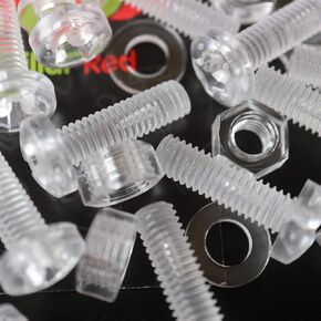 Pack of 60 Transparent Clear Plastic Acrylic M6 x 30mm Nuts & Bolts, Washers - Acrylic Plastic Screws, (15/64 x 1 3/16 in)