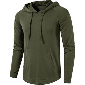 Men's Athletic Hoodies Pullover Long Sleeve Sweatshirts Casual Gym Hooded Drawstring Fall Winter Fashion Top Shirts