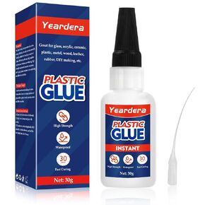 Plastic Glue, 30g Plastic Adhesive, Super Glue for Plastic to Plastic Bonding and Other Material, Instant Super Glue for Plastic, DIY, Model, Acrylic, PVC