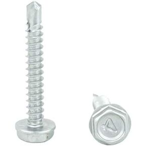 #8 x 1-1/4" Hex Washer Head Self Drilling Screws, 410 Stainless Steel Self Tapping, Full Thread, Qty 100 by Bridge Fasteners