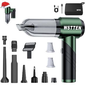 Car Vacuum Cleaner Cordless Foldable, 21000PA Mini Portable Handheld Vacuum, 4 in 1 Compressed Air Duster & Air Blower & Vacuum Cleaner & Inflation with Brushless Motor for Car, Home, Office Green