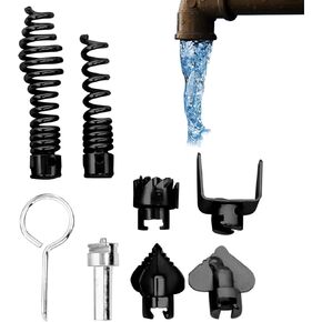 8pcs Drain Cleaner Combination Cutter Head Set, Professional Electric Drill Connector Cutter Head for Dredging Manganese Steel Pipe Cleaning Dredging Tools for Drain Cleaner(black)