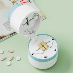 Pill Cutter - Pill Splitter with Stainless Steel Blade for Cutting Small Pills or Large Pills in one Third, Suitable for Cuting Vitamins, Tablets (1-4 Blue)