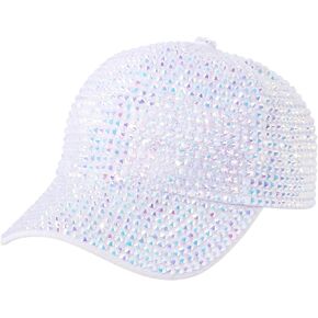 Haoohu Women's Full Sparkle Studded Rhinestone Baseball Cap Gem Bling Ponycap Adjustable Trucker Hat Outdoors Sun Cap