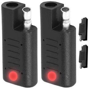 2 Pcs SAE Short Circuit Connector SAE Polarity Tester Instantaneous Detector with LED Indicator, Current Voltage Signal Instant Detector Quick Checker,for Solar Panels SAE Plug Detector