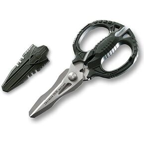 ENGINEER PH-55 Compact Electrician Scissors with 4-in-1 Multi-Function Blade - cuts Carpet, Leather, Solid Copper Wire, Insulated cable, CDs, Thick Rope & More (Made in Japan)