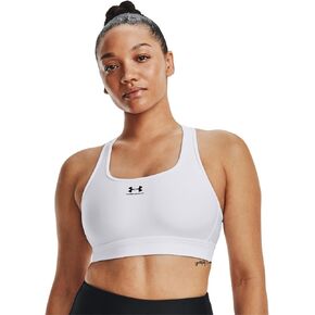 Under Armour HeatGear Armour Mid Padless Womens Sports Bra M White-Black