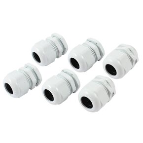 uxcell PG21 28mm Male Thread Dia White Plastic Connector Cable Gland 6 Pcs