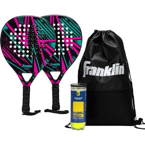 Franklin Sports - Axel Padel Set - 2 Fiberglass Padel Rackets with Foam Core, Padel Balls, & Carrying Case