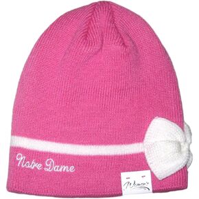 Fan Apparel Notre Dame Fighting Irish Pink with White Bow Beanie Hat Toque