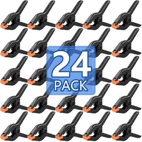 24 Pack 3.5 inch Plastic Spring Clamps, Black Heavy Duty Clips, Backdrop Clips Clamps, Woodworking Clamps, Plastic Clamps for Crafts, Backdrop Stand, Woodworking, Photography