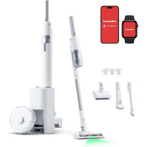 SwitchBot Robot Vacuum and Cordless Vacuum Cleaner K10+ Pro Combo, TwinFlow™ Suction Tech, Dual Dust Collection Station, Compact, Lightweight, Quiet, Compatible with Alexa/Siri/Matter(Hub 2 Required)