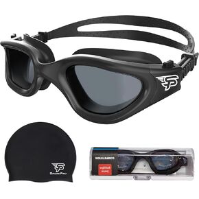 Polarized Swim Goggles with UV Protection and Swim Cap – Anti-Fog, No Leaks, Comfortable Fit for Adults and Teens,Swimming