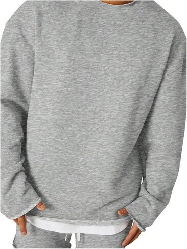Men's 2 Piece Outfits Long Sleeve Crewneck Sweatshirt Tops and Drawstring Shorts Set Tracksuits in Saudi Arabia