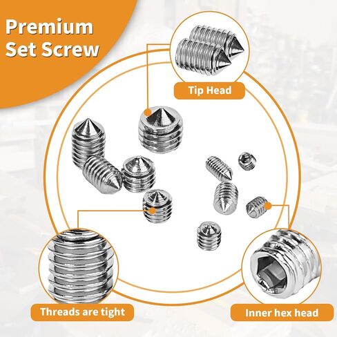 Set Screw Assortment Kit (250 Pcs) - Metric Sizes M3, M4, M5, M6, M8-304 Stainless Steel Cupped & Hex Head Screws - Perfect for Door Knobs, Home Repair, Furniture, and More! in Saudi Arabia