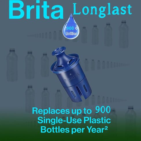 مرشح المياه ، مرشحات بديل طويل آخر ، استبدال لفلتر وموزعات مياه Brita Longlast Pitcher ، قم بتغيير مرشحات المياه كل 120 جالون ، 2Pack in Kuwait