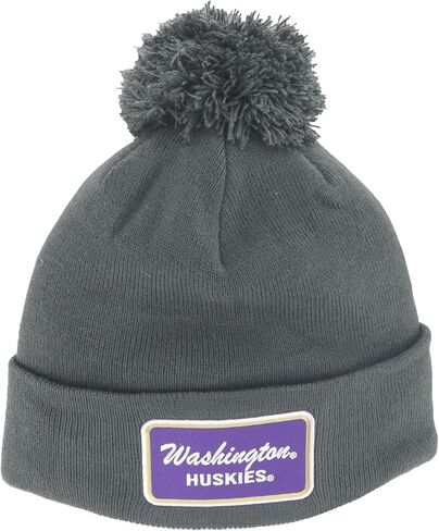 ZHATS Standard NCAA Officially Licensed Pom Beanie Patch Brick Charcoal, Grey, One Size in Saudi Arabia