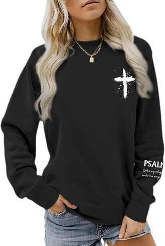 Women Christian Sweatshirt Psalms 91 Jesus Hoodie Religious Faith God Shirt Bible Verse Inspirational Pullover Tops in Saudi Arabia