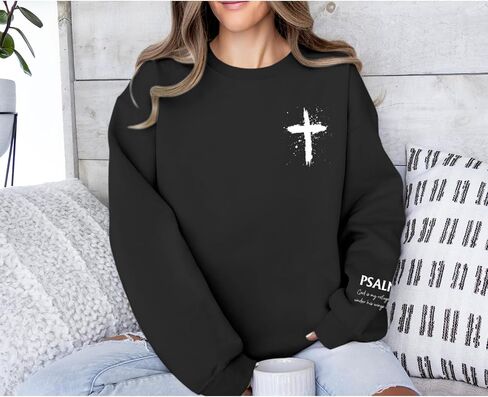 Women Christian Sweatshirt Psalms 91 Jesus Hoodie Religious Faith God Shirt Bible Verse Inspirational Pullover Tops in Saudi Arabia