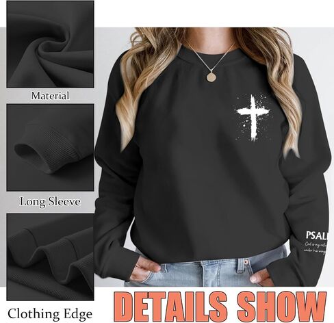 Women Christian Sweatshirt Psalms 91 Jesus Hoodie Religious Faith God Shirt Bible Verse Inspirational Pullover Tops in Saudi Arabia