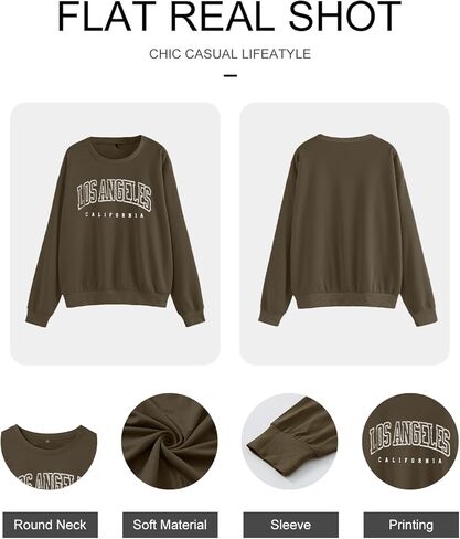 Women's Graphic Sweatshirts Oversized Long Sleeve Cute Los Angeles Loose Crewneck Pullover Sweatshirt in Kuwait