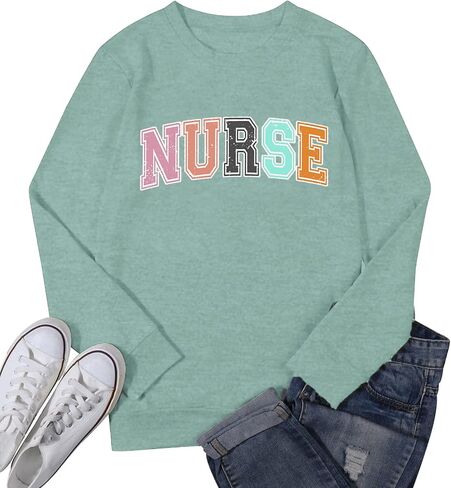 Women Registered Nurse Sweatshirt Women Nurse Life Crewneck Pullover Shirts Tops Nurse Long Sleeve Tee Student Gifts in Saudi Arabia
