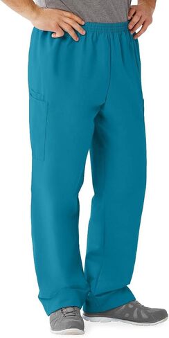 Medline AngelStat Unisex Elastic-Waist No-Drawstring-Waist Cargo Scrub Pants, Misty, Size Large, Regular Inseam in Saudi Arabia