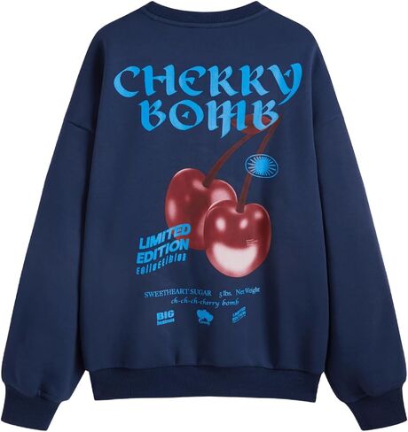 CIDER Sweatshirt for Women Long Sleeve Crewneck Sweatshirts Cherry Bomb Graphic Long Sleeve Tops Fall Winter Outfits in Saudi Arabia
