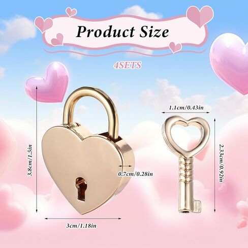 4 PCS MINI Sliver Heart على شكل قلب قفل ، قفل صغير لطيف مع أقفال حقيبة رئيسية ، قفل حب صغير لصندوق المجوهرات ، مذكرات ، حقيبة يد ، خزانة ، مدرسة ، صالة رياضية ، فصل دراسي ، لعبة مطابقة in Saudi Arabia