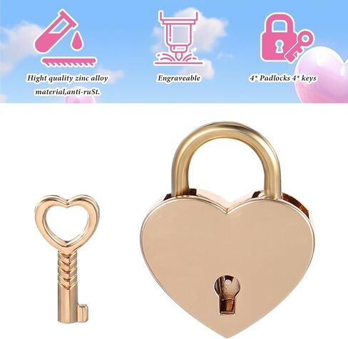 4 PCS MINI Sliver Heart على شكل قلب قفل ، قفل صغير لطيف مع أقفال حقيبة رئيسية ، قفل حب صغير لصندوق المجوهرات ، مذكرات ، حقيبة يد ، خزانة ، مدرسة ، صالة رياضية ، فصل دراسي ، لعبة مطابقة in Saudi Arabia