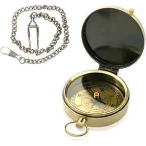 Classic Camping Survival Compass with Chain– Portable Pocket Compass for Outdoor Hiking, Camping, and Collectible Gifts (J50)